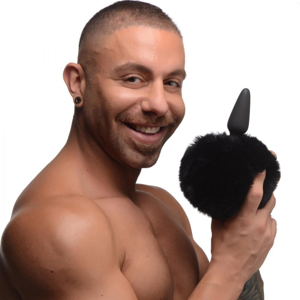 Interchangeable Black Bunny Tail Butt Plug - Tailz Roleplay