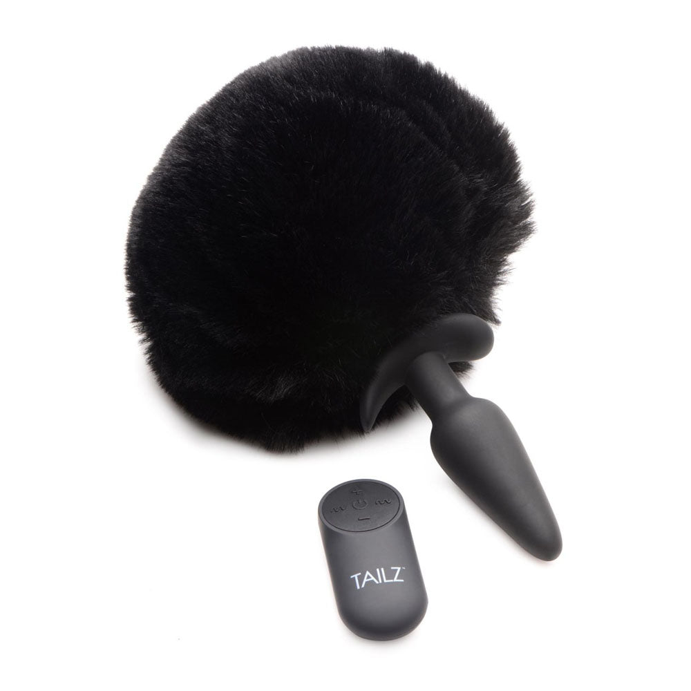 Snap-On Black Bunny Tail Butt Plug & Remote - Tailz Roleplay