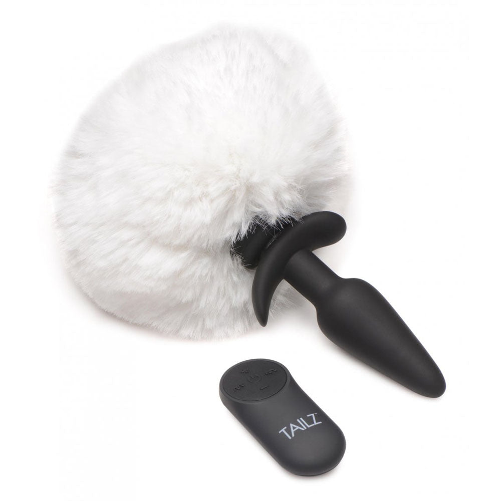 Snap-On White Bunny Tail Butt Plug & Remote - Tailz Roleplay