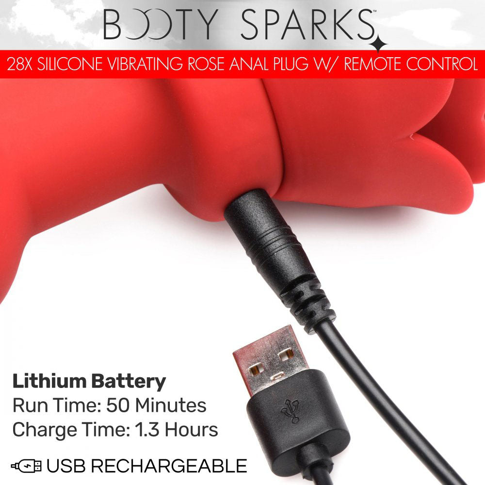 Silicone Rose Butt Plug & Remote - Booty Sparks