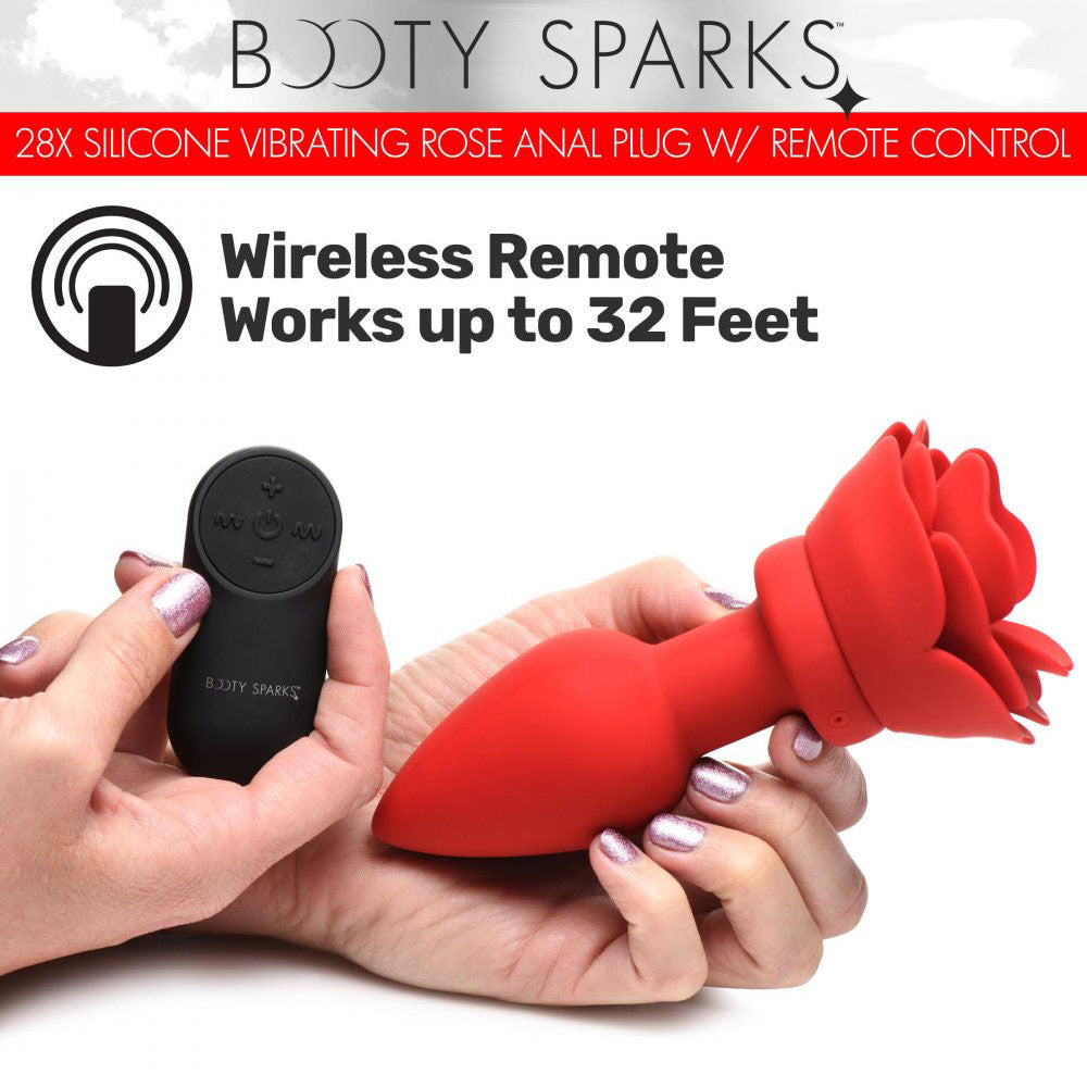 Silicone Rose Butt Plug & Remote - Booty Sparks