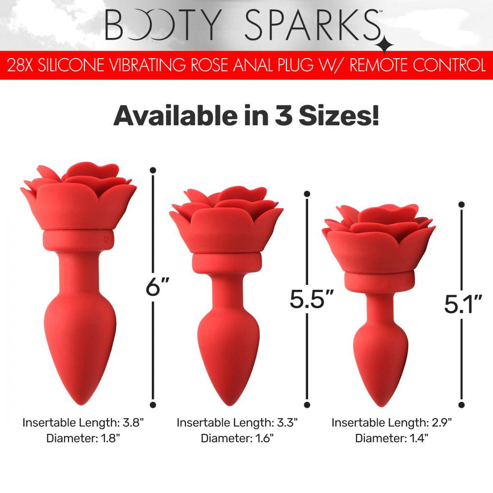 Silicone Rose Butt Plug & Remote - Booty Sparks