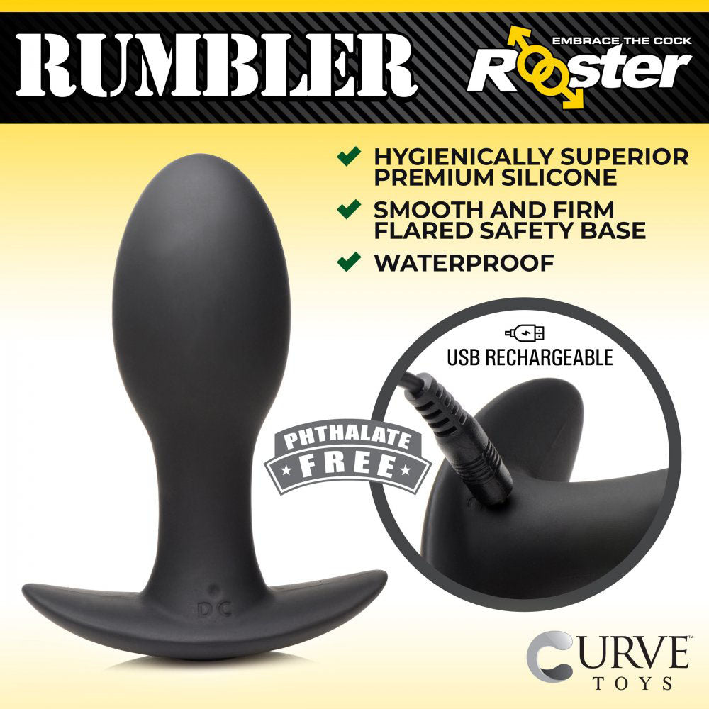 Rumbler Silicone Butt Plug With Vibration - Rooster